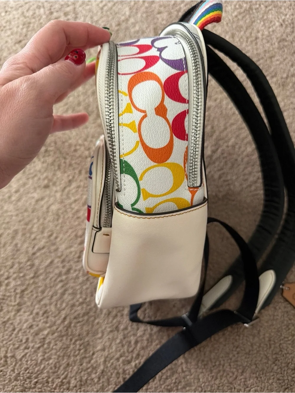 Coach Pride Rainbow Signature Mini Court Backpack Chalk Multi CK377
